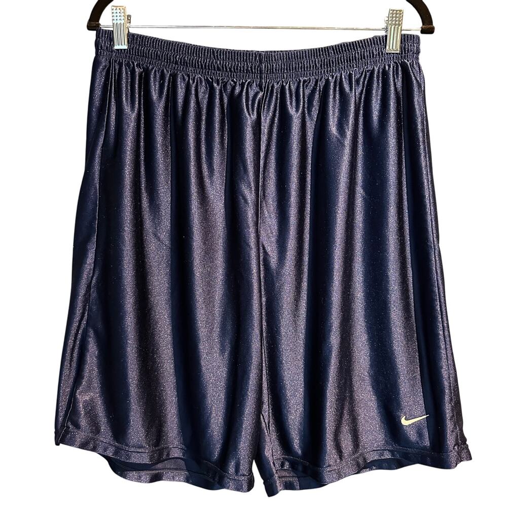 Vintage 90's Nike Size XL Swoosh Navy Basketball Shorts Made in USA Sporty